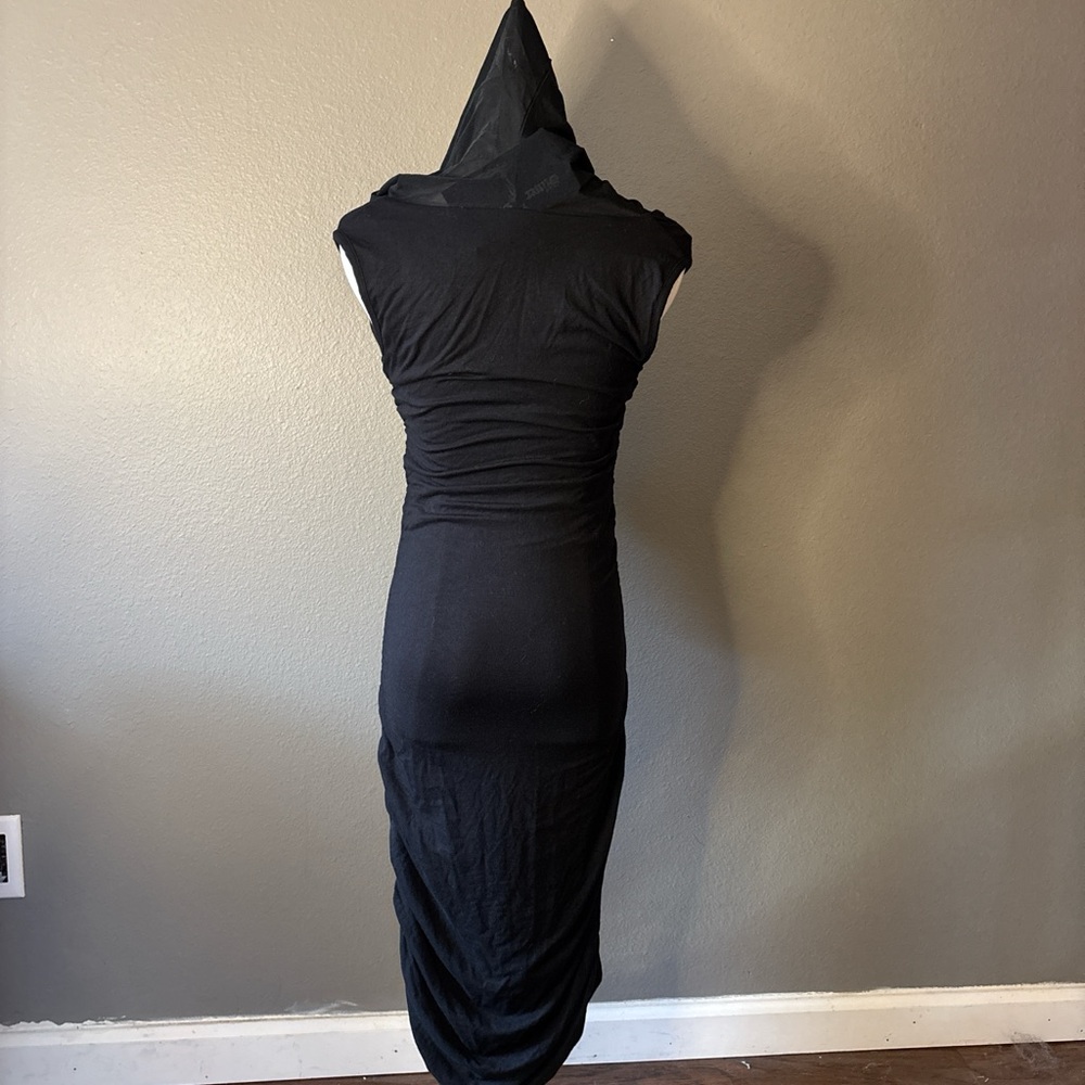 Silver Dagger Goth Whimsigoth Black Ruched Hooded Midi Dress NWT Size M - Picture 4 of 7